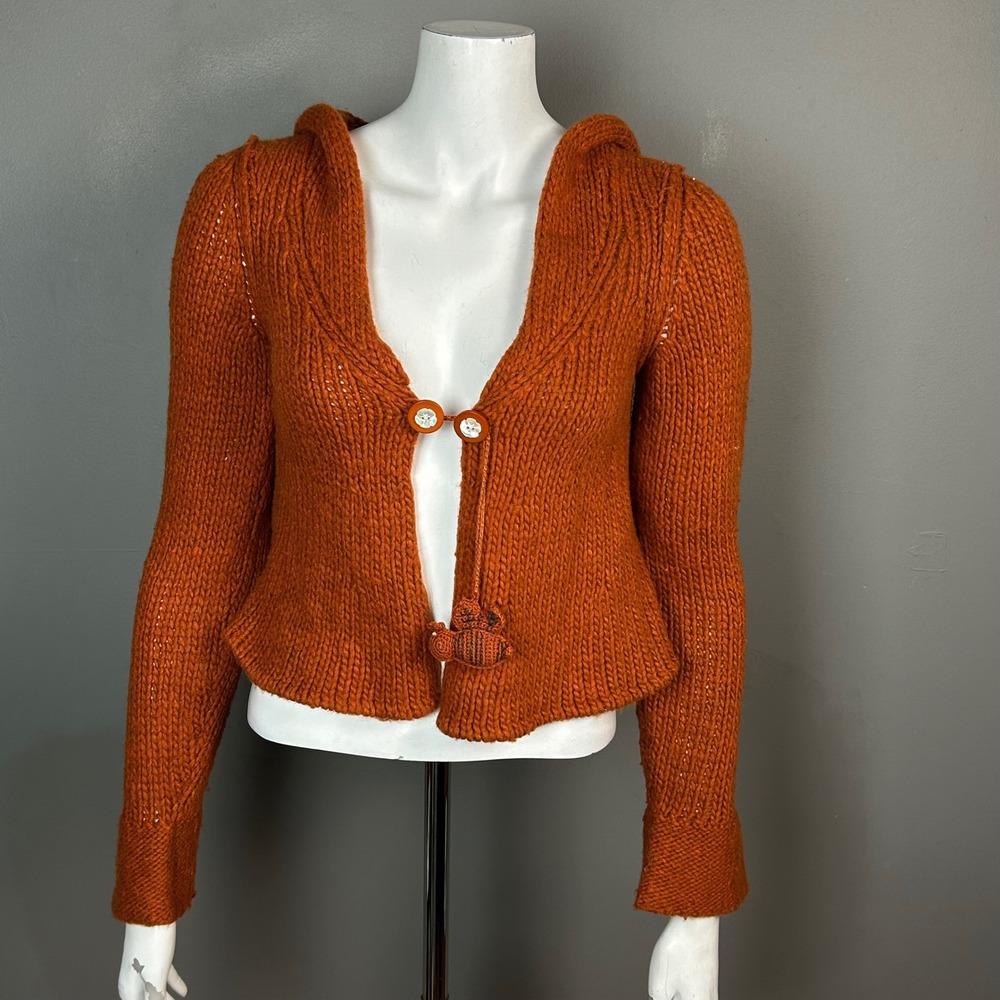 Crochet Sweater Sleeping on Snow Cardigan S Brown Hoodie Beeβ novelty y2k